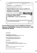 Pearson Edexcel Level 1&sol;Level 2 GCSE &lpar;9&ndash;1&rpar; Physical Education COMPONENT 2&colon; Health and Performance 2025 VERIFIED QP AND MS