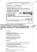 Pearson Edexcel Level 1&sol;Level 2 GCSE &lpar;9&ndash;1&rpar; Portuguese PAPER 1&colon; Listening and understanding in Portuguese Foundation Tier 2025 VERIFIED QP AND MS
