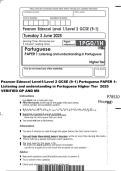 Pearson Edexcel Level1&sol;Level 2 GCSE &lpar;9&ndash;1&rpar; Portuguese PAPER 1&colon; Listening and understanding in Portuguese Higher Tier 2025 VERIFIED QP AND MS