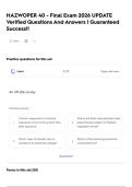 HAZWOPER 40 - Final Exam 2026 UPDATE Verified Questions And Answers &vert; Guaranteed Success&excl;&excl;