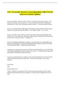 ATI - Personality Disorders Exam Questions with Correct  Answers &lpar;Latest Update&rpar; 