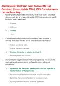 Alberta Master Electrician Exam Review 2026 &lpar;167  Questions&rpar; &vert; Latest Update 2026 &vert; 100&percnt; Correct Answers  &vert; Actual Exam Prep