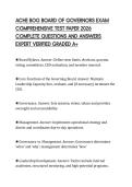 ACHE BOG BOARD OF GOVERNORS EXAM COMPREHENSIVE TEST PAPER 2026 COMPLETE QUESTIONS AND ANSWERS EXPERT VERIFIED GRADED A&plus;
