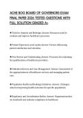ACHE BOG BOARD OF GOVERNORS EXAM FINAL PAPER 2026 TESTED QUESTIONS WITH FULL SOLUTION GRADED A&plus;