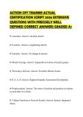 ACTION CPT TRAINER ACTUAL CERTIFICATION SCRIPT 2026 EXTENSIVE QUESTIONS WITH PRECISELY WELL DEFINED CORRECT ANSWERS GRADED A&plus;