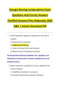 Georgia Nursing Jurisprudence Exam  Questions And Correct Answers  &lpar;Verified Answers&rpar; Plus Rationales 2026  Q&A &vert; Instant Download Pdf