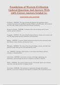   Foundations of Western Civilization  Updated Questions And Answers With  100&percnt; Correct Answers Graded A&plus;