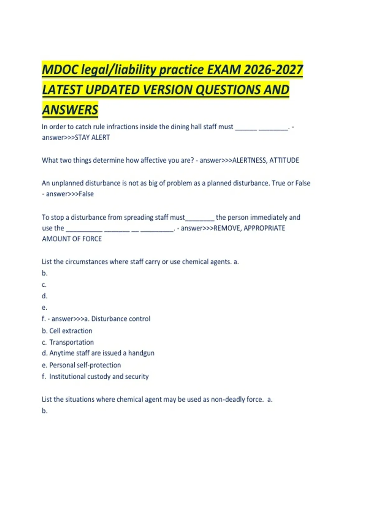 Mdoc Version MDOC legal-liability practice EXAM LATEST UPDATED VERSION QUESTIONS AND ...