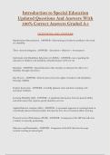 Introduction to Special Education  Updated Questions And Answers With  100&percnt; Correct Answers Graded A&plus;