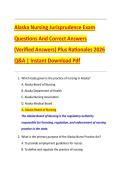 Alaska Nursing Jurisprudence Exam  Questions And Correct Answers  &lpar;Verified Answers&rpar; Plus Rationales 2026  Q&A &vert; Instant Download Pdf