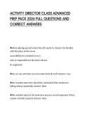 ACTIVITY DIRECTOR CLASS ADVANCED PREP PACK 2026 FULL QUESTIONS AND CORRECT ANSWERS