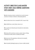 ACTIVITY DIRECTOR CLASS MASTER STUDY SHEET 2026 VERIFIED QUESTIONS WITH ANSWERS