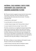 MATERNAL CHILD NURSING CARE BY PERRY ASSESSMENT 2026 QUESTIONS AND ANSWERS GUARANTEED TO PASS