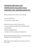 ADVANCED MED-SURG 2026 CERTIFICATION EVALUATION EXAM QUESTIONS AND ANSWERS MASTER FILE