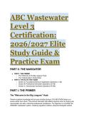 2026&sol;2027 ABC Wastewater Level 3 & Texas Class B Certification Test Bank &vert; 88 Elite Q&As with Mentor Analysis & Cheat Sheet  