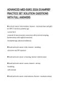 ADVANCED MED-SURG 2026 EXAMPREP PRACTICE SET SOLUTION QUESTIONS WITH FULL ANSWERS