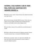 MATERNAL CHILD NURSING CARE BY PERRY FINAL PAPER 2026 QUESTIONS WITH ANSWERS GRADED A&plus;
