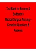 Test Bank for Brunner & Suddarth&rsquo;s Medical-Surgical Nursing &ndash; Complete Questions & Answers &lpar;2026 Update&rpar;