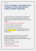 NUR 2513 - MATERNAL CHILD NURSING EXAM 1  &vert; FREQUENTLY TESTED QUESTIONS WITH  CORRECT ANSWERS &vert; BRAND NEW&excl; 