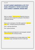 VA VDFP HAZMAT AWARENESS & OPS TEST  EXAM &vert; FREQUENTLY TESTED QUESTIONS  WITH CORRECT ANSWERS &vert; BRAND NEW&excl; 
