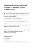 MATERNAL CHILD NURSING FINAL REVIEW 2026 BUNDLED QUESTIONS ANSWERS GUARANTEED PASS