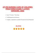 ATI RN NURSING CARE OF CHILDREN  PROCTORED EXAM &lpar;7 LATEST  VERSIONS&comma; 2026&rpar; 