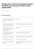 Georgia Class F drivers license Exam Questions with 100&percnt; Correct Answers &vert; Verified &vert; Latest Update 2026&excl;&excl;