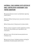 MATERNAL CHILD NURSING SIXTH EDITION BY EMILY CERTIFICATION ASSESSMENT 2026 TESTED QUESTIONS