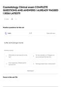 Cosmetology Clinical exam COMPLETE QUESTIONS AND ANSWERS &vert; ALREADY PASSED &vert; 2026 LATEST&excl;&excl;