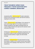 FISDAP PARAMEDIC AIRWAY EXAM &vert;  FREQUENTLY TESTED QUESTIONS WITH  CORRECT ANSWERS &vert; BRAND NEW&excl; 