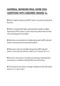 MATERNAL NEWBORN FINAL PAPER 2026 QUESTIONS WITH ANSWERS GRADED A&plus;