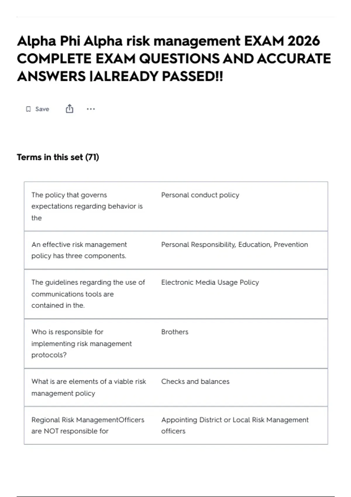 Alpha Risk Management Llc Alpha Phi Alpha risk management EXAM 2026 COMPLETE EXAM QUESTIONS AND ...