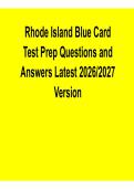 Rhode Island Blue Card Test Prep &ndash; Questions & Answers Latest 2026-2027 Version