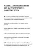 MATERNITY & WOMEN&rsquo;S HEALTH CARE 2026 CLINICAL PRACTICE Q&A COMPETENCY REVIEW