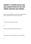 MATERNITY & WOMEN&rsquo;S HEALTH CARE 2026 COMPLETE PRACTICE TEST WITH VERIFIED QUESTIONS AND ANSWERS