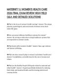 MATERNITY & WOMEN&rsquo;S HEALTH CARE 2026 FINAL EXAM REVIEW HIGH-YIELD Q&A AND DETAILED SOLUTIONS