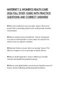 MATERNITY & WOMEN&rsquo;S HEALTH CARE 2026 FULL STUDY GUIDE WITH PRACTICE QUESTIONS AND CORRECT ANSWERS