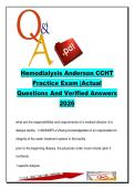 CCHT Hemodialysis Practice Exam &ndash; 200 Questions & Answers &vert; Dialysis&comma; CKD&comma; Water Treatment&comma; Access &vert; 2026 &ndash; Nephrology & Dialysis Technician