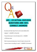 CII LM1 Exam &ndash; 180 Questions & Answers &vert; Insurance Principles&comma; Underwriting&comma; Risk&comma; Reinsurance &vert; 2025&sol;2026 &ndash; Insurance & Risk Management