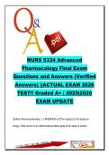 NURS 5334 Advanced Pharmacology Final Exam &ndash; 90 Questions & Answers &vert; Pharmacokinetics&comma; Pharmacodynamics&comma; Drug Metabolism &vert; 2025&sol;2026
