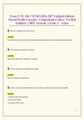 Exam 3&colon; NU 160 &sol; NU160 &lpar;2026&ndash;2027 Updated Edition&rpar; Mental Health Concepts &vert; Comprehensive Q&A &vert; Verified Solutions &vert; 100&percnt; Accurate &vert; Grade A &ndash; Galen