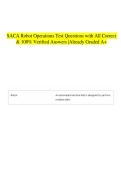 SACA Robot Operations Test Questions with All Correct & 100&percnt; Verified Answers &vert;Already Graded A&plus;