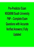 Pre-Predictor Exam NSG6998 South University FNP &ndash; Complete Exam Questions with Verified Answers &lpar;2026 Update&rpar;
