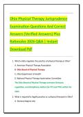 Ohio Physical Therapy Jurisprudence  Examination Questions And Correct  Answers &lpar;Verified Answers&rpar; Plus  Rationales 2026 Q&A &vert; Instant  Download Pdf 