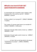 MRI all in one Armrit STUDY SET QUESTIONS WITH ANSWERS