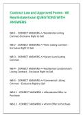 Contract Law and Approved Forms - WI Real Estate Exam QUESTIONS WITH ANSWERS&period;