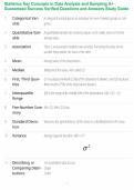Statistics Key Concepts in Data Analysis and Sampling A&plus; Guaranteed Success Verified Questions and Answers Study Guide