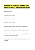 MATH 100 ACTUAL QUIZ NUMBER ONE  PAPER 2026 FULL ANSWERS GRADED A&plus; 
