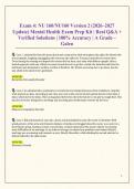 Exam 4&colon; NU 160&sol;NU160 Version 2 &lpar;2026&ndash;2027 Update&rpar; Mental Health Exam Prep Kit &vert; Real Q&A &plus; Verified Solutions &vert; 100&percnt; Accuracy &vert; A Grade &ndash; Galen