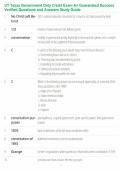 UT Texas Government Only Credit Exam A&plus; Guaranteed Success Verified Questions and Answers Study Guide